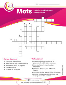 Mots croisés pour les jeunes entrepreneurs
