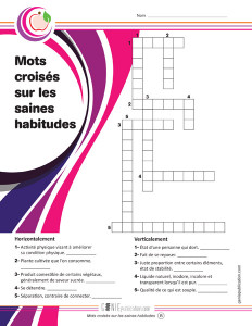 Mots croisés sur les saines habitudes