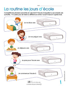 La routine des jours d'école