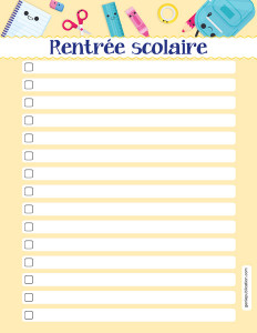 Liste de la rentrée scolaire