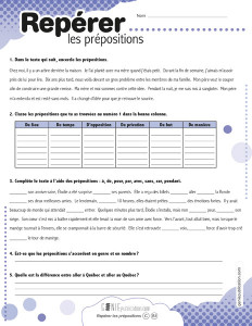 Repérer les prépositions