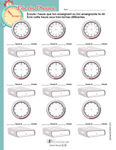 J'écris l'heure