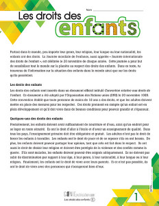 Les droits des enfants – 3ᵉ cycle