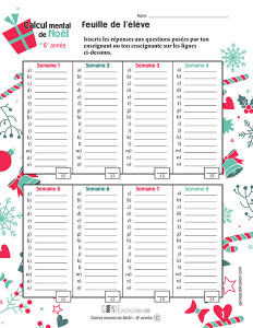 Calcul mental de Noël – 6ᵉ année