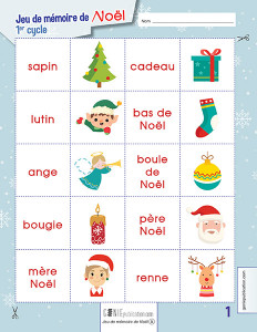 Jeu de mémoire de Noël – 1ᵉʳ cycle
