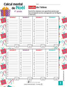 Calcul mental de Noël – 4ᵉ année