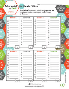 Calcul mental de Noël – 3ᵉ année