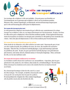 Le vélo, un moyen de transport efficace !