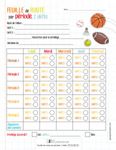 Feuille de route à la période, 2 défis