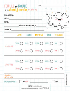 Feuille de route à la demi-journée, 2 défis