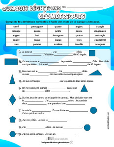 Quelques définitions géométriques