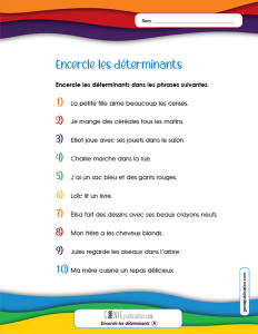 Encercle les déterminants