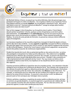Enquêteur : tout un métier !