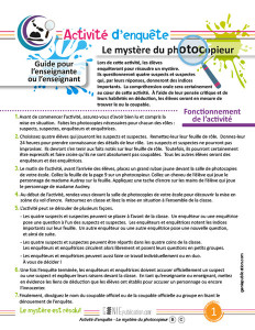 Activité d’enquête – Le mystère du photocopieur