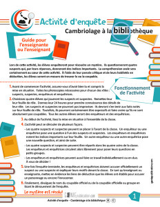 Activité d’enquête – Cambriolage à la bibliothèque