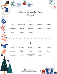 Mots de vocabulaire d'hiver