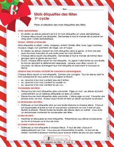 Mots étiquettes des fêtes – 1ᵉʳ cycle
