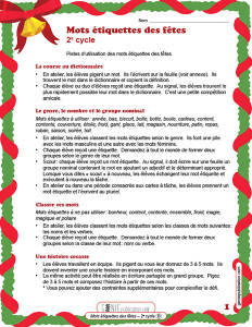 Mots étiquettes des fêtes – 2ᵉ cycle