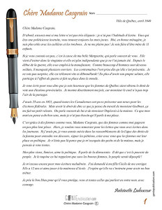 Chère Madame Casgrain