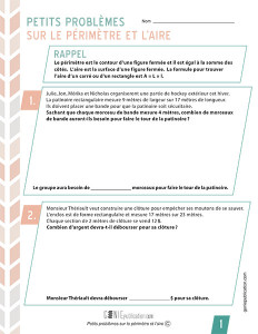 Petits problèmes sur le périmètre et l’aire