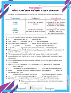 Homophones - Sait, c’est, s’est, ces et ses