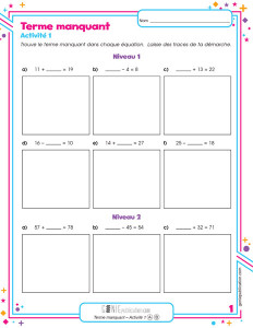 Terme manquant – activité 1