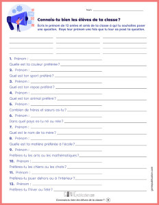 Connais-tu bien les élèves de ta classe ?