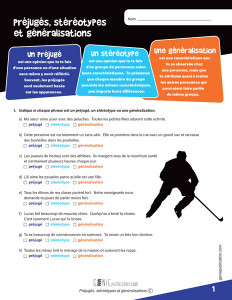 Préjugés, stéréotypes et généralisations