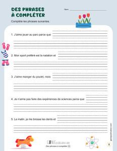 Des phrases à compléter