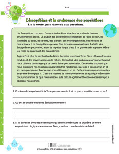 L’écosystème et la croissance des populations