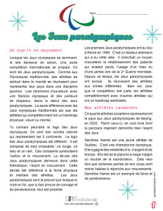 Les Jeux paralympiques – Un esprit en mouvement