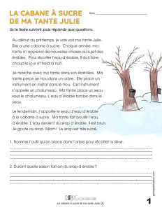 La cabane à sucre de ma tante Julie