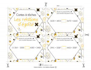 Cartes à tâches – Les relations d’égalité