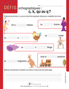 Défis orthographiques – « c », «k », « qu » ou « q »