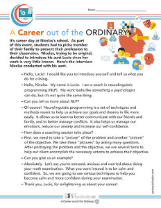 A Career out of the Ordinary