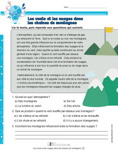 Les vents et les nuages dans les chaines de montagnes