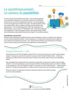 Le sociofinancement : un univers de possibilités