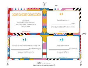 Cartes à tâches – Les participes passés 3e cycle