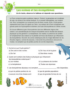 Les océans et les écosystèmes