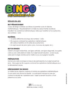 Bingo – Additions et soustractions (1 à 50)