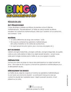 Bingo – Additions et soustractions (51 à 100)