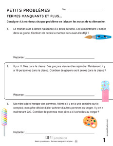 Petits problème – termes manquants et plus...