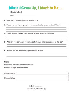 When I Grow Up – Opinion Sheet