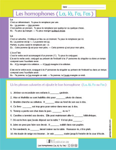 Les homophones (La, là, l’a, l’as)