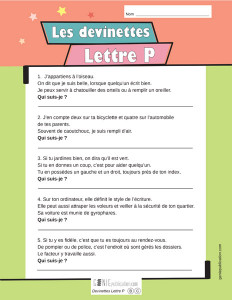 Les devinettes – Lettre P