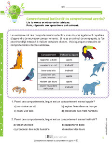 Comportement instinctif ou comportement appris ?