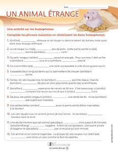 Un animal étrange – Une activité sur les homophones