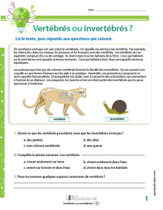 Vertébrés ou invertébrés?