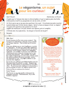Le véganisme, un sujet pour les curieux