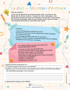 Le club – Situation d’écriture